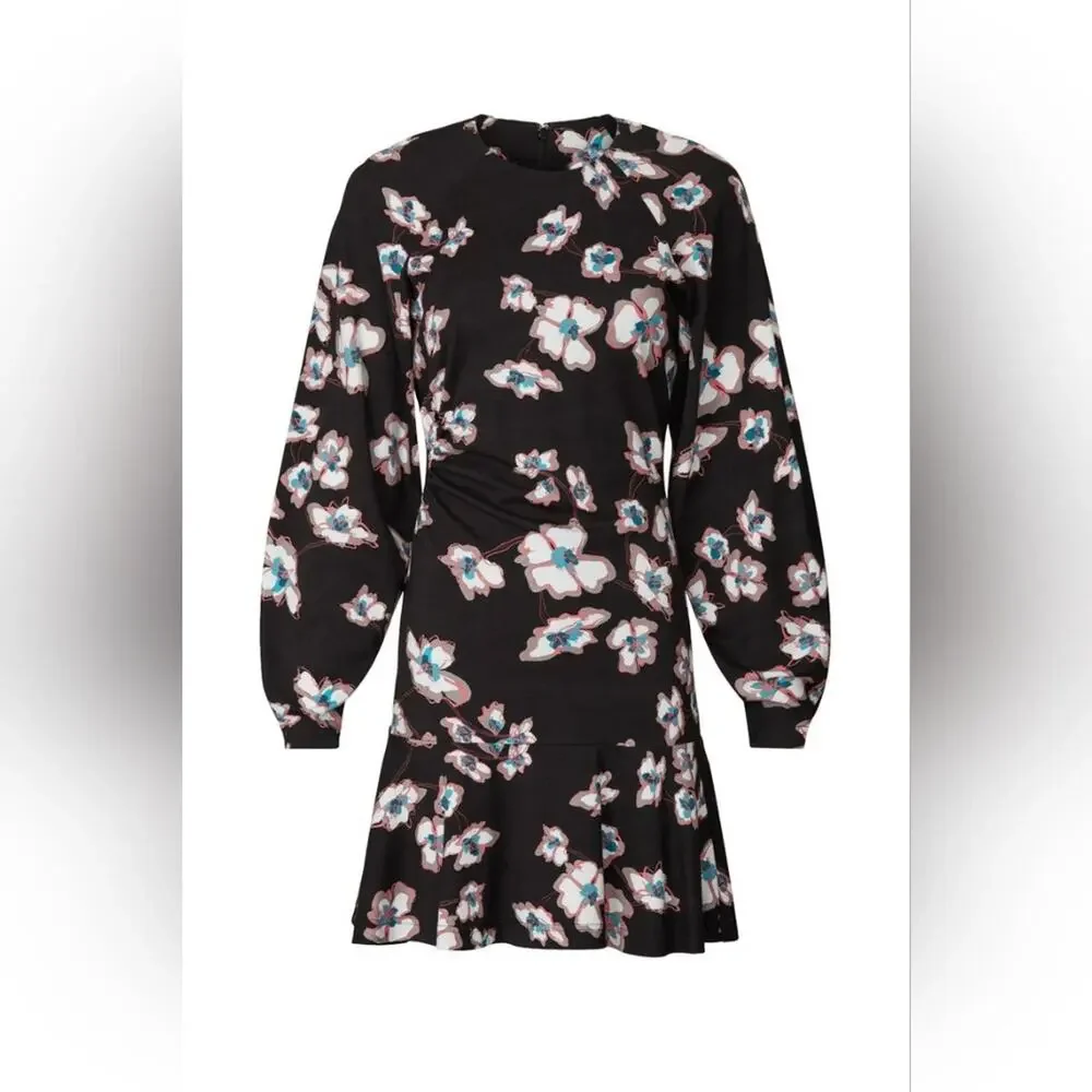 RTR Tanya Taylor Noemie Dress sz 6 floral printed long sleeve a-line knit
